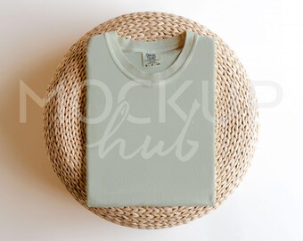 Comfort Colors 1717 Mockup Bay | Folded CC1717 Tshirt | Simple to Highlight Design | Green Shirt Mockup