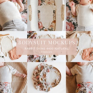 Rabbit Skins Bundle | Baby Mockup | Baby Bodysuit | 4400 Natural | Baby Girl Mockup | Boho Mockups | Spring Mockup Valentine&#39;s Day Mockup
