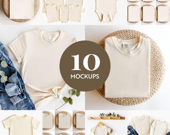 Natural Mockup Bundle Bella Canvas | Comfort Colors Bundle | Starter Bundle | 3001 Natural | 1717 Ivory | 3001T Natural Baby | Tshirt Mockup