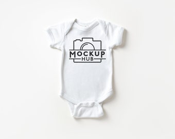 Rabbit Skins 4400 White Bodysuit | Flat Lay One Piece Mockup | Baby Mockup | Rabbit Skins Mockup | Gender Neutral Mockup | Simple Mockup