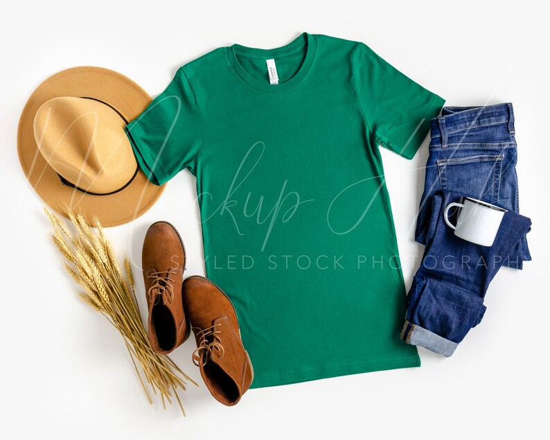 Download Bella Canvas Fall Mockup 3001 Evergreen 3001CVC Shirt Mock ...