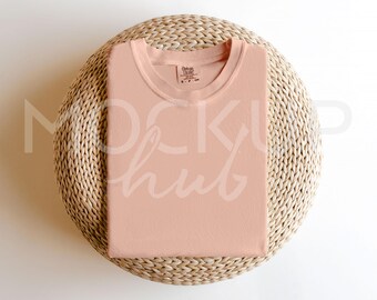 Comfort Colors 1717 Mockup Peachy | Folded Mockup | 1717 Shirt Mockup | Tshirt Mockup | Comfort Colors Mockup | Boho Mockup | Retro Mockup