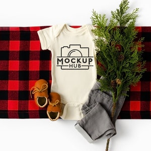 Rabbit Skins Christmas Mockup | Natural Baby Bodysuit | 4400 Natural | Baby Mockup | Christmas Tshirt Mockup | White Bodysuit Mockup