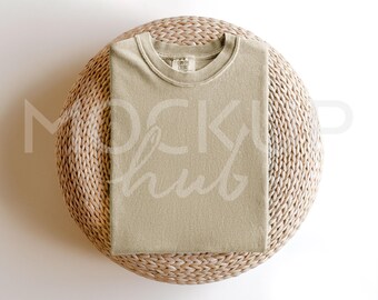 Comfort Colors 1717 Mockup Khaki | Folded Mockup | 1717 Shirt Mockup | Tshirt Mockup | Comfort Colors Mockup | Boho Mockup | Fall Christmas