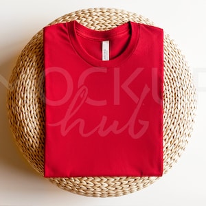 Bella Canvas 3001 Mockup Canvas Red | Folded Mockup | 3001 Shirt Mockup | Red Tshirt Mockup | Bella Canvas Mockup | Christmas Mockup