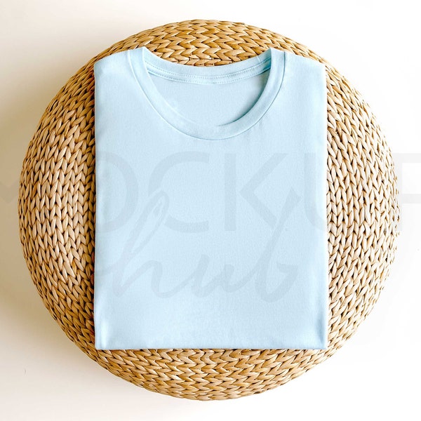 Bella Canvas 3001 Mockup Heather Ice Blue | Spring Mockup | 3001 Shirt Mockup | Tshirt Mockup | Bella Canvas Mockup | Summer Boho Mockup