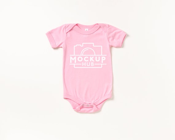 Bella Canvas 100b Pink Bodysuit Flat Lay One Piece Mockup Etsy
