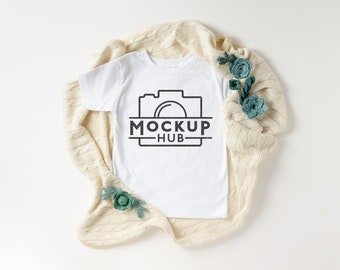 Bella Canvas 3001T weiße Mockup | Flache Lay Kinder Tshirt Mockup | Kleinkind Mockup | Bella Canvas Kinder Mockup | Einfache weiße Tshirt Mockup