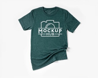 Bella Canvas Mockup - France Maquette d'automne (fr) Maquette d'Halloween (Halloween Mockup) 3001 Heather Forest T-shirt Mockup - France Mockup Bella - Canvas T-shirt Mockup 3001C