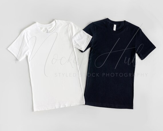 Bella Canvas Mockup | 3001 White 3001 Black Shirt Mockup | Couples Shirt Mockup | Bella Canvas Mock Up | Tshirt Mockup Unisex Black & White