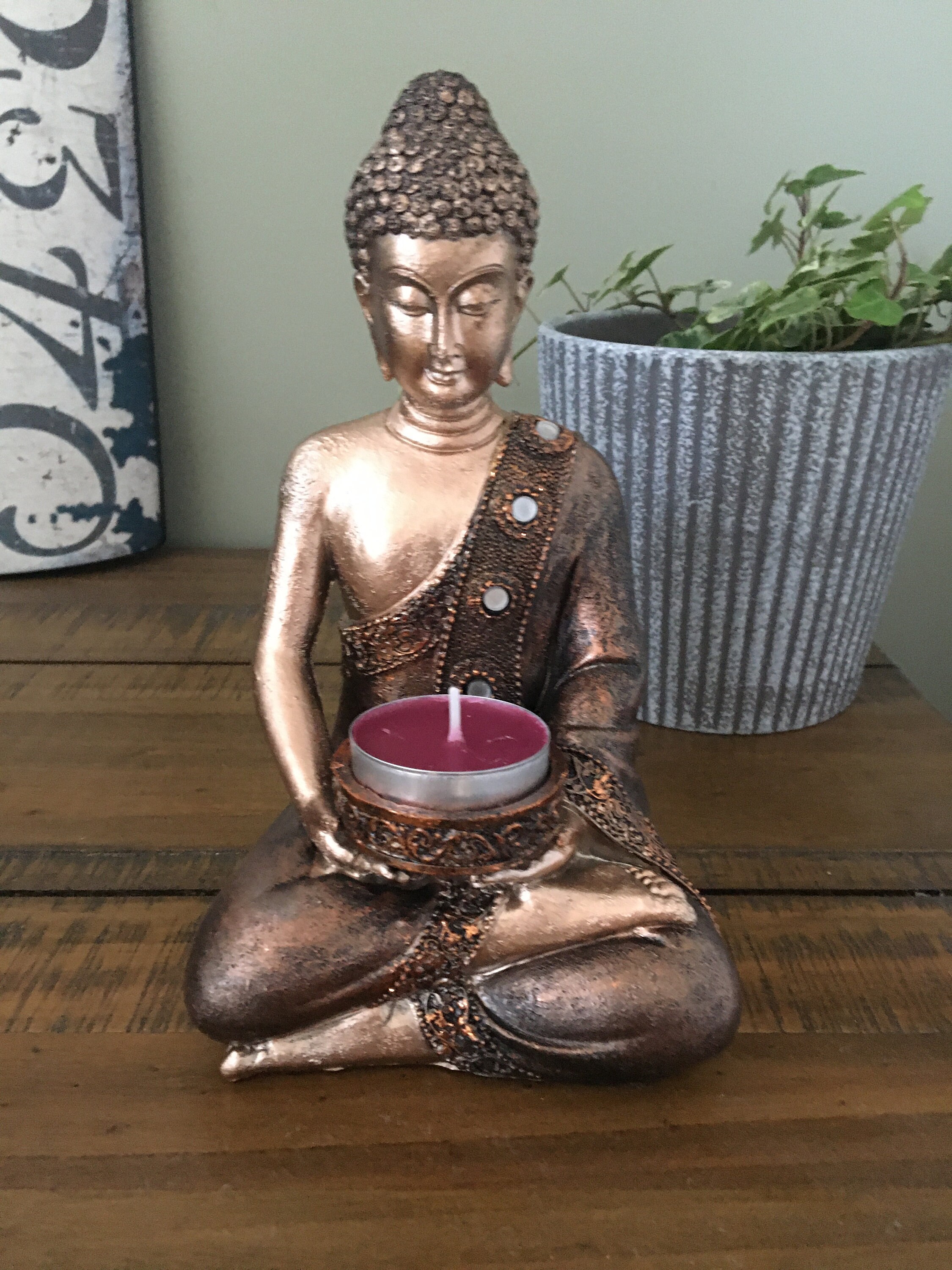 Thai Buddha Tea Light Holder Statue Meditation Spiritual Etsy UK