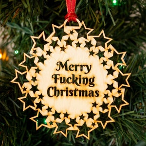 Merry Fucking Christmas | Funny Christmas Tree Ornament