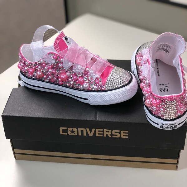 All-Star Low Top Pink Girl Converse, Bling Converse, Birthday Bling Converse