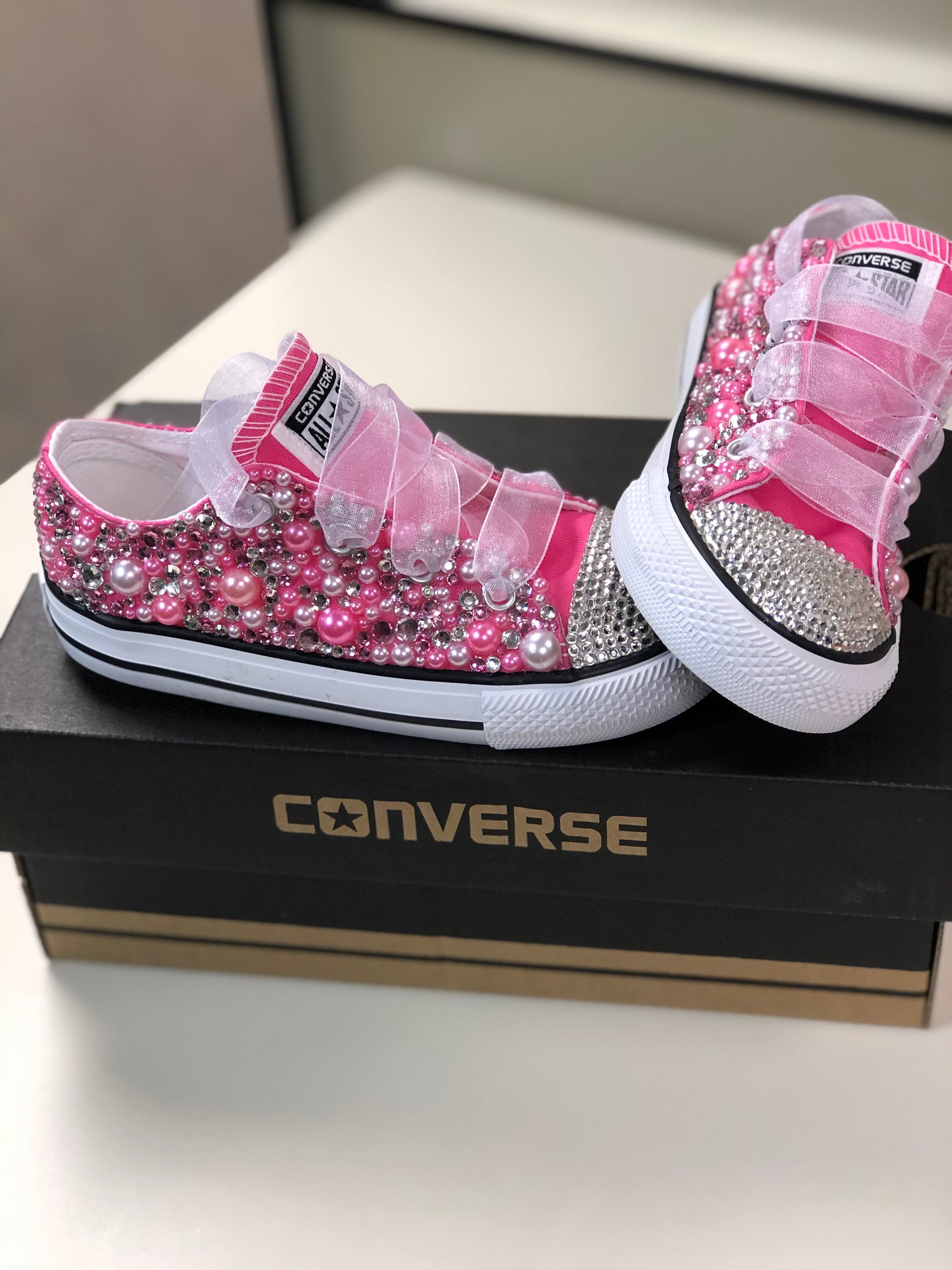 All-star Low Top Pink Girl Converse Bling Converse Birthday - Etsy