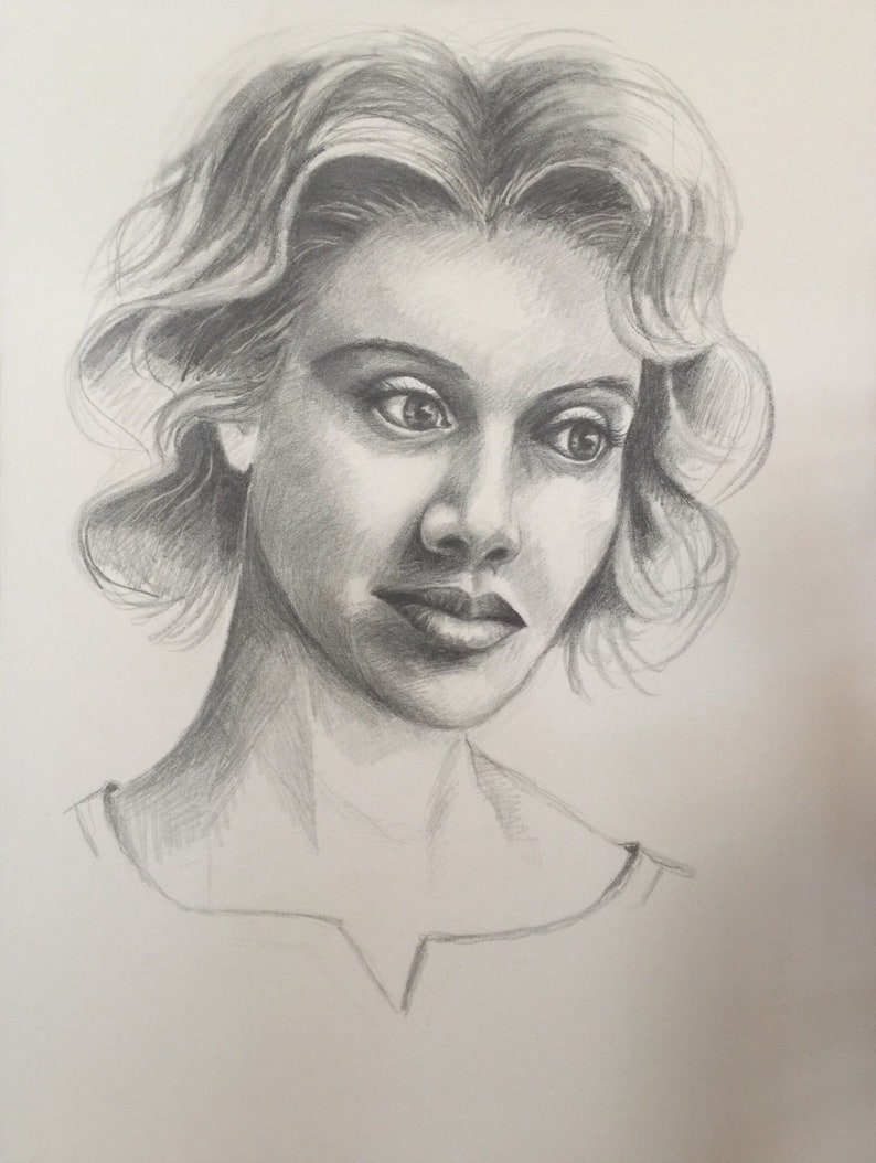 Woman portrait drawing woman portrait canvas drawing custom drawing graphite drawing