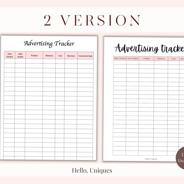 Advertising Tracker | Ad Campaign Tracker | Campaign Tracker | Digital Printable Instant Download