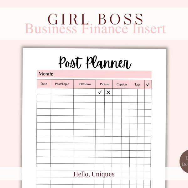 Post Planner | Social Media Posting Schedule | Instant Download | Digital Download | Printable | A4, A5, Half Letter, US Letter