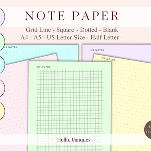 Note Paper | Grid Line Paper| Square Line Note Paper | Lined | Dotted ...