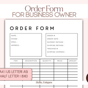 Order Form | Minimalist Order From Black colour with Typed Font | Ink-friendly for product based business