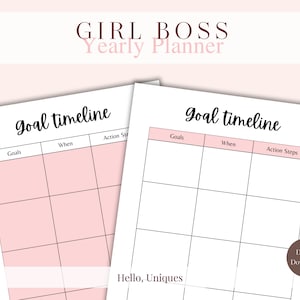 Goal Timeline Planner: Pink Minimalist Printable (A4, A5, Half Letter) (Digital Download)