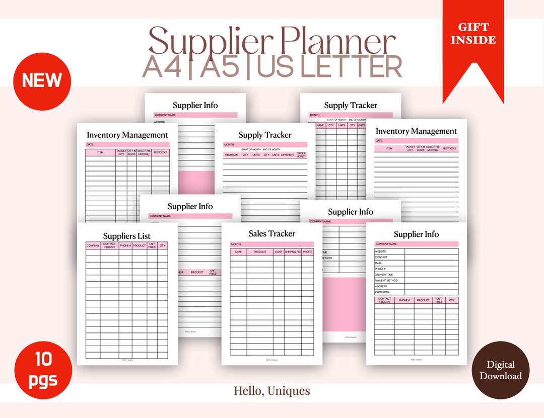 Pink Supplier Planner: Inventory & Sales Tracker (digital Download) - Etsy