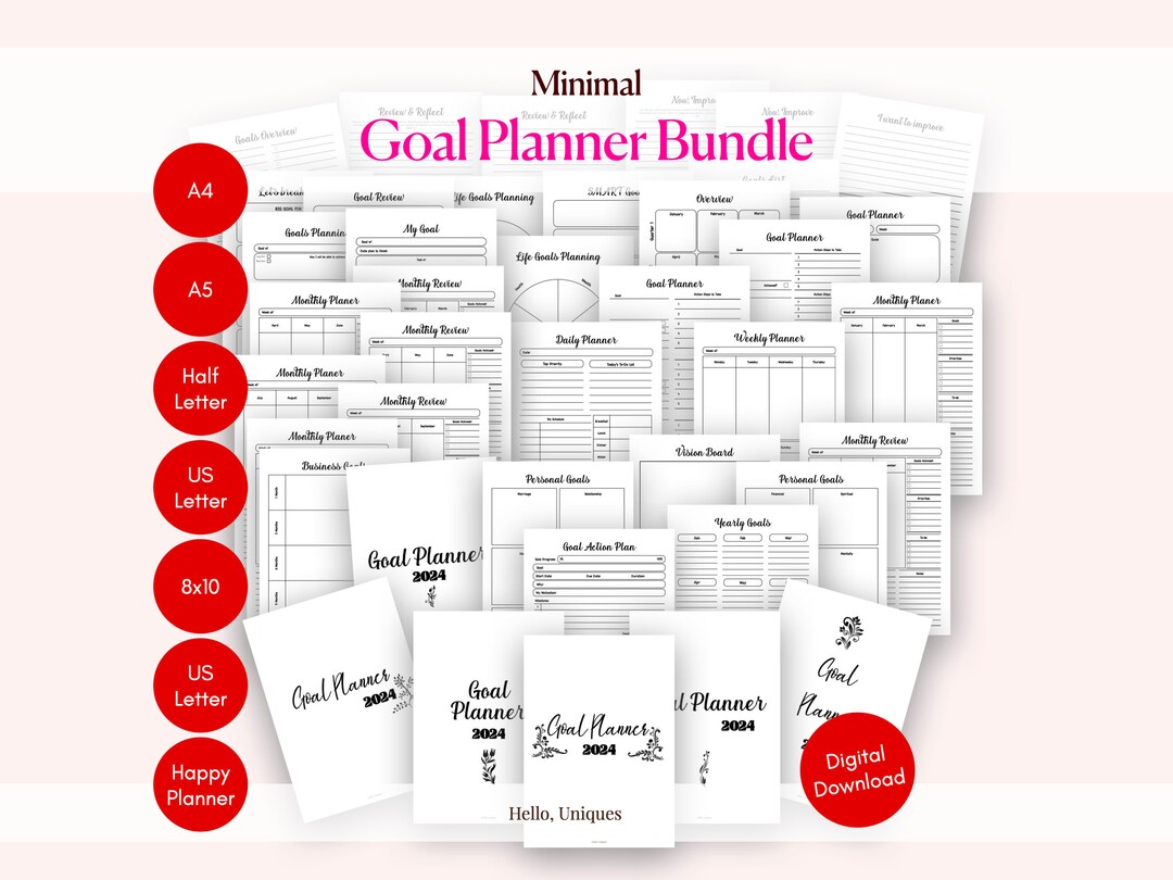 Goal Planner Bundle PDF | Print Out | Digital Download | Printable - Etsy