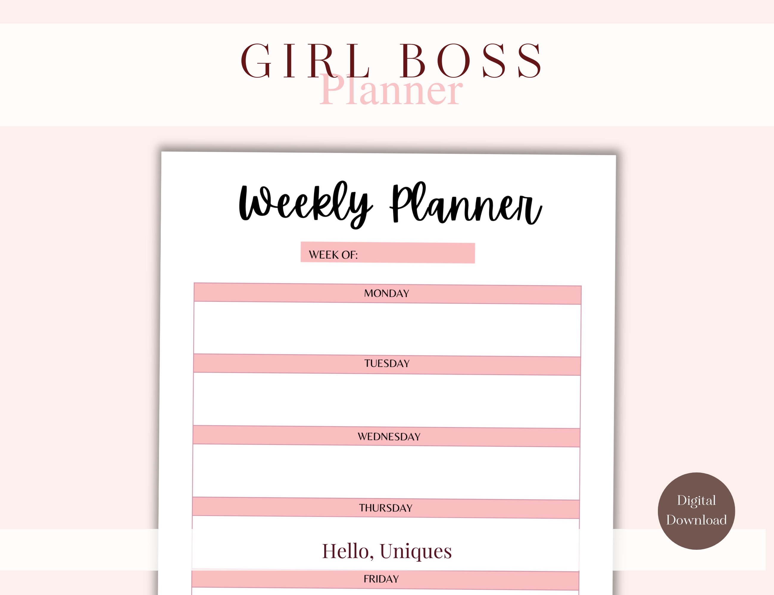 Weekly Planner Planner Insert Printable A4 A5 Half Letter US Letter - Etsy