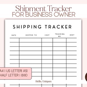 Shipping Tracker | Shipment Tracker | Font Type Style | 4 sizes | A4| A5 | US Letter | Printable | Digital Download | PDF | Print out |