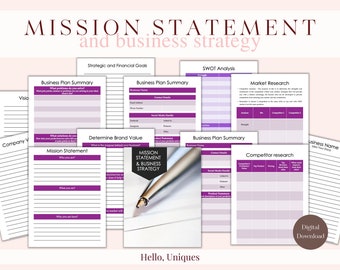 Planificador de estrategia empresarial: Declaración de misión imprimible (descarga digital)