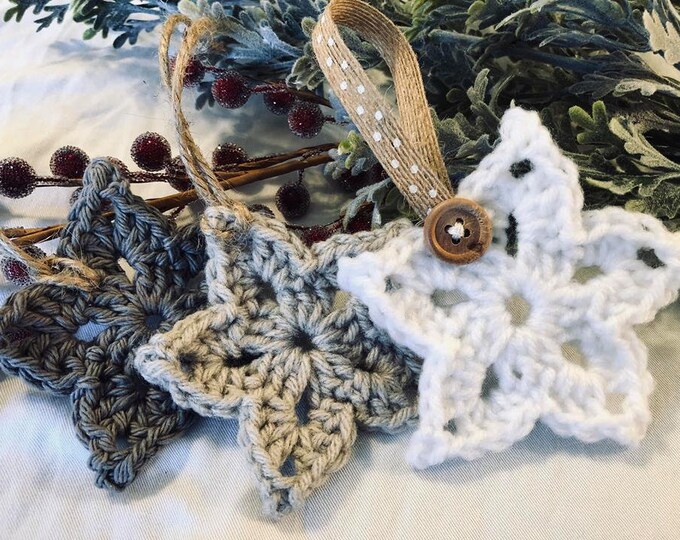 Crocheted Star Ornament Set/3 Farmhouse Ornaments - Etsy