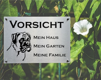 Boxer Edelstahl Warnschild Hundeschild Hinweisschild