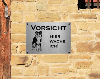 Australian Shepherd | Stainless Steel Warning Sign | Dog Sign