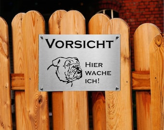 English Bulldog Stainless Steel Warning Sign Dog Sign Caution Dog Notice Sign