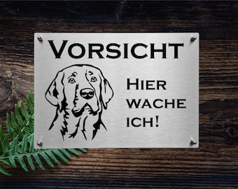 Broholmer Edelstahl Warnschild Hundeschild Hinweisschild Vorsicht Hund
