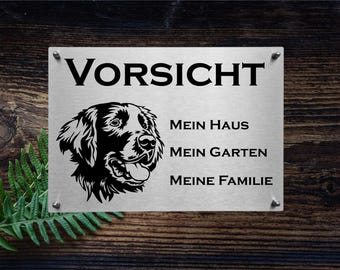 Flat Coated Retriever stainless steel warning sign, dog sign, information sign
