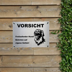 Hovawart Edelstahl Warnschild Vorsicht Hund Hundeschild Hinweisschild