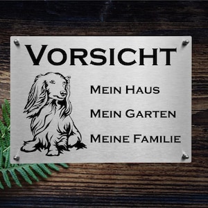Dachshund/Dachshund Longhair Stainless Steel Warning Sign Dog Sign Information Sign Caution Dog