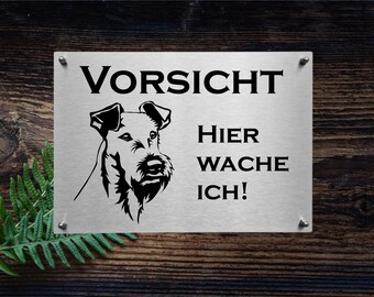 Edelstahl Warnschild Irischer Terrier - Irish Terrier Hundeschild Hinweisschild Achtung Hund