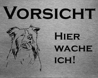 Edelstahl Warnschild Collie Langhaar