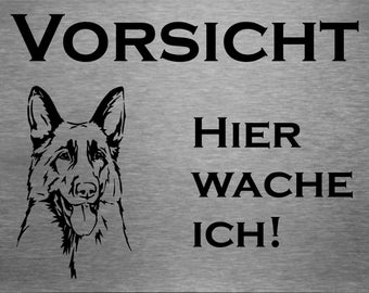 Edelstahl Warnschild Deutscher Schäferhund
