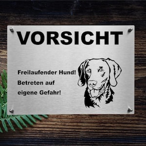 Weimaraner stainless steel warning sign dog sign information sign caution dog