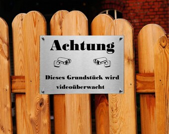 Achtung Videoüberwachung... Edelstahl Hinweisschild