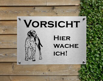 Deutsch Kurzhaar - Pointer Edelstahl Warnschild Hundeschild Vorsicht Hund