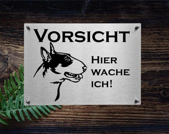 Bull Terrier stainless steel warning sign, dog sign, information sign