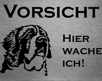 Stainless steel warning sign for St. Bernard dogs