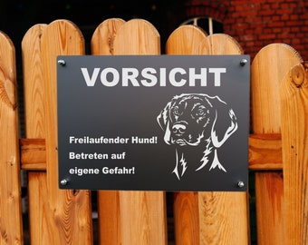 Aluminium Warnschild Hundeschild Vizsla Vorsicht Hund