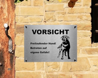 Stainless steel warning sign Labrador dog sign Caution dog sign