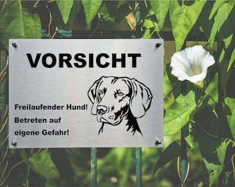 Señal de advertencia de acero inoxidable para Weimaraner, letrero para perros, letrero informativo