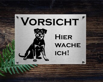 Beauceron-Berger de Beauce | Edelstahl Hundeschild Warnschild VORSICHT HUND