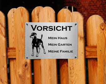 Doberman Pinscher stainless steel warning sign, dog sign, information sign